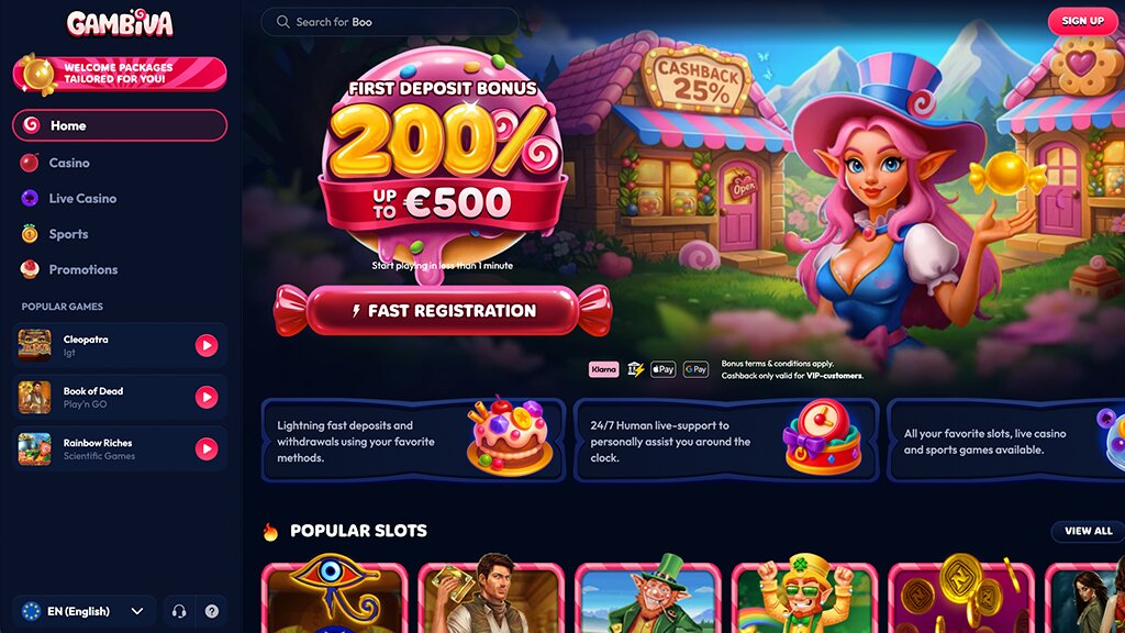 homepage van casino zonder cruks aanbieder gambiva